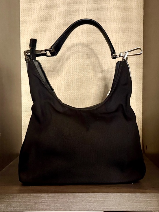 Gucci Handbags - Gucci Vintage Black Nylon & Genuine Leather Hobo Shoulder Bag Purse